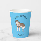 Siberische husky cartoon illustratie papieren bekers (Achterkant)