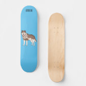 Siberische husky cartoon illustratie persoonlijk skateboard (Voorkant)