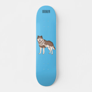 Siberische husky cartoon illustratie persoonlijk skateboard