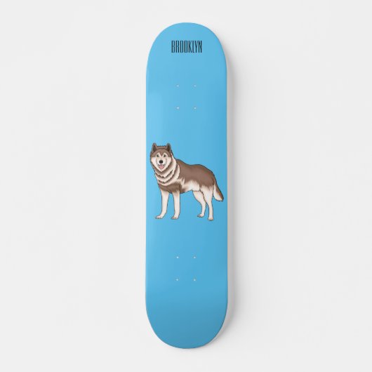 Siberische husky cartoon illustratie persoonlijk skateboard (Voorkant)