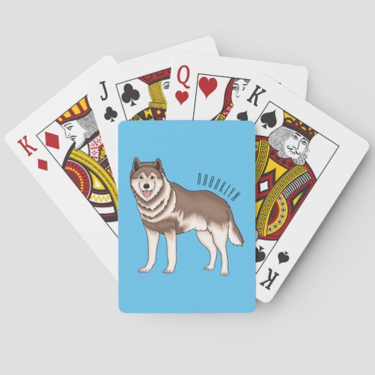 Siberische husky cartoon illustratie pokerkaarten (Achterkant)