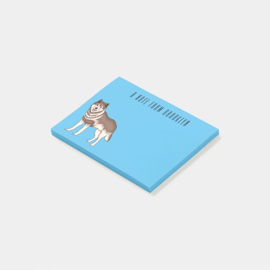 Siberische husky cartoon illustratie post-it® notes (Schuin)
