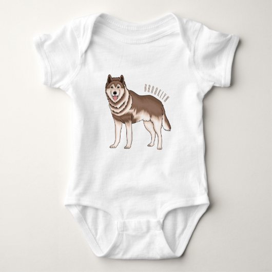 Siberische husky cartoon illustratie romper (Voorkant)