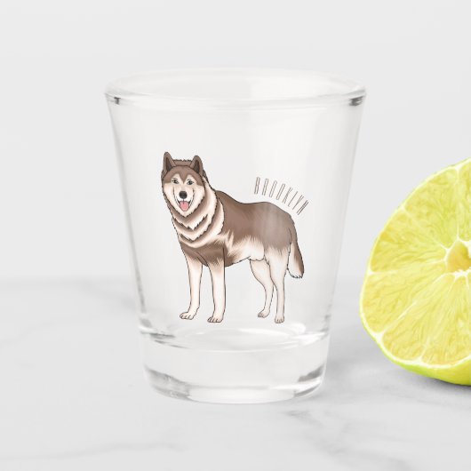 Siberische husky cartoon illustratie shot glas (Voorkant)