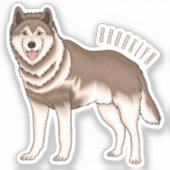 Siberische husky cartoon illustratie sticker (Voorkant)