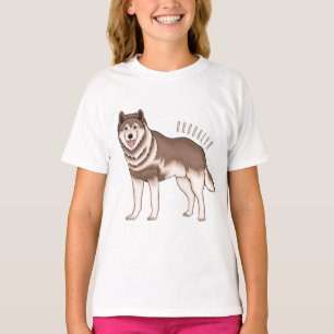Siberische husky cartoon illustratie t-shirt