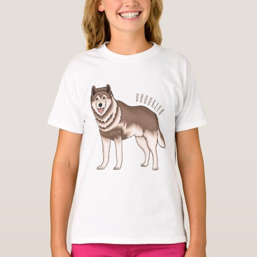 Siberische husky cartoon illustratie t-shirt (Voorkant)