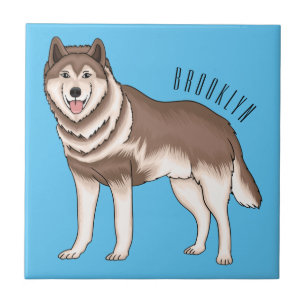 Siberische husky cartoon illustratie tegeltje