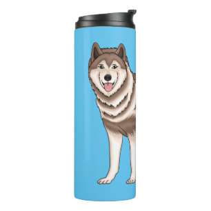 Siberische husky cartoon illustratie thermosbeker