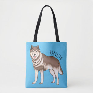 Siberische husky cartoon illustratie tote bag
