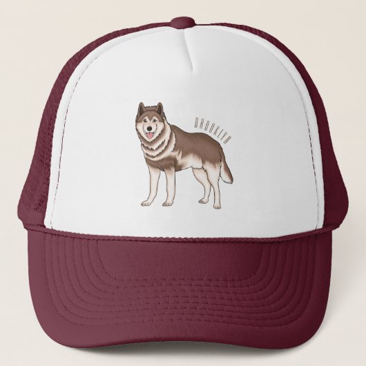 Siberische husky cartoon illustratie trucker pet (Voorkant)