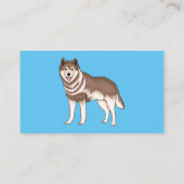 Siberische husky cartoon illustratie visitekaartje (Achterkant)