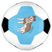 Siberische husky cartoon illustratie voetbal (Gedraaid)