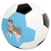 Siberische husky cartoon illustratie voetbal (Drie kwart)