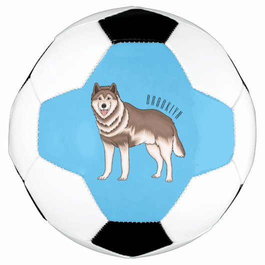 Siberische husky cartoon illustratie voetbal (Voorkant)