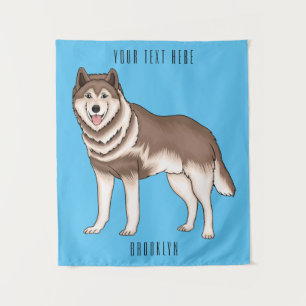 Siberische husky cartoon illustratie wandkleed