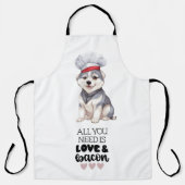 Siberische Husky Chef Love & Bacon Schort (Voorkant)