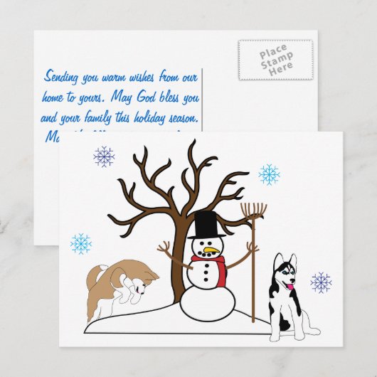 Siberische Husky Christmas Briefkaart (Voorkant / Achterkant)
