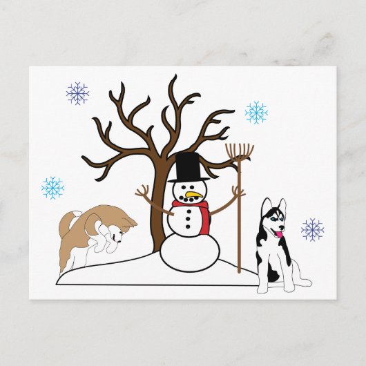 Siberische Husky Christmas Briefkaart (Voorkant)