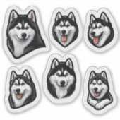 Siberische Husky Custom-Cut Vinyl Sticker (Voorkant)