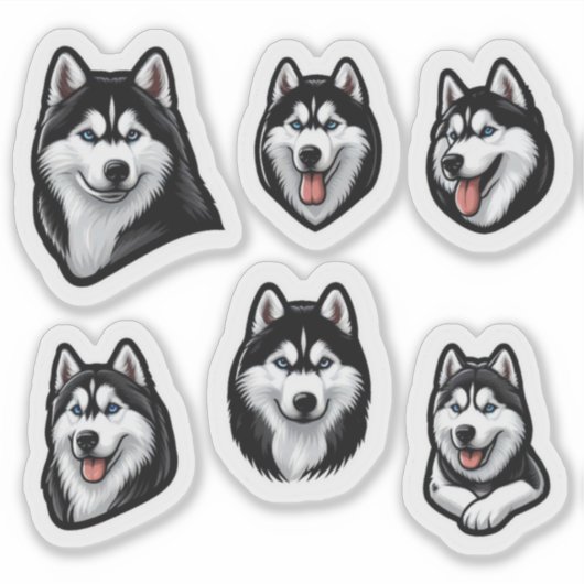 Siberische Husky Custom-Cut Vinyl Sticker (Voorkant)