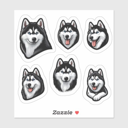 Siberische Husky Custom-Cut Vinyl Sticker (Vel)
