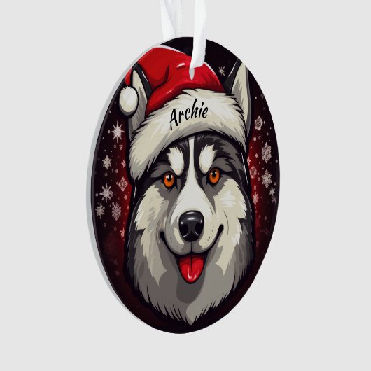 Siberische Husky Custom Kerstornament Ornament (voorkant)