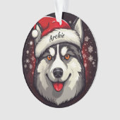 Siberische Husky Custom Kerstornament Ornament (voorkant)