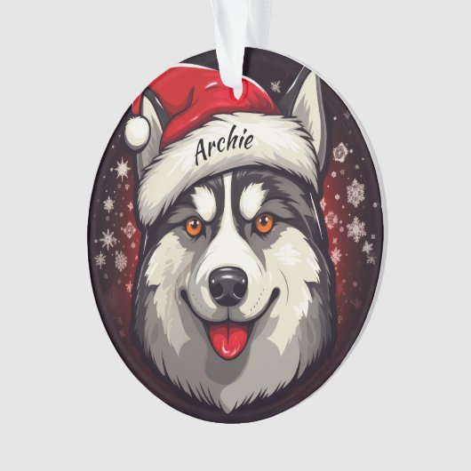 Siberische Husky Custom Kerstornament Ornament (voorkant)