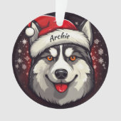 Siberische Husky Custom Kerstornament Ornament (voorkant)