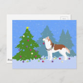 Siberische Husky die kerstbomen decoreert - bos Feestdagenkaart (Voorkant / Achterkant)