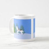 Siberische Husky die kerstbomen decoreert - bos Koffiemok (Voorkant links)