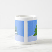 Siberische Husky die kerstbomen decoreert - bos Koffiemok (Center)