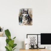 Siberische Husky Dog Art Print Poster (Thuiskantoor)