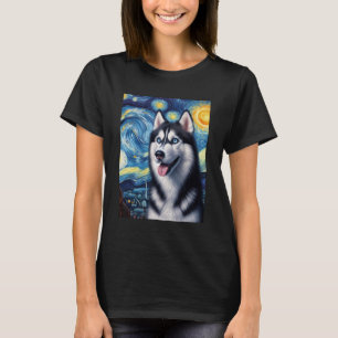 Siberische Husky Dog Art Van Gogh Sterrennacht Sib T-shirt