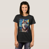 Siberische Husky Dog Art Van Gogh Sterrennacht Sib T-shirt (Voorkant volledig)