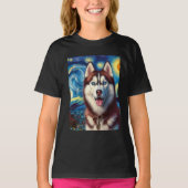 Siberische Husky Dog Art Van Gogh Sterrennacht Sib T-shirt (Voorkant)