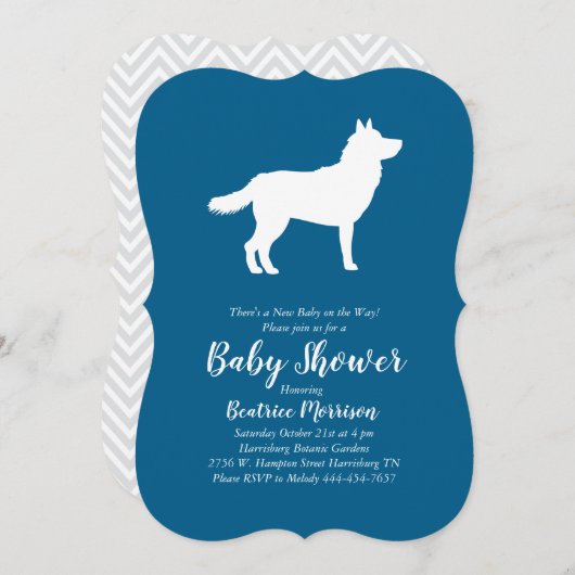 Siberische Husky Dog Baby shower Blauwe Jongen Kaart (Voorkant / Achterkant)