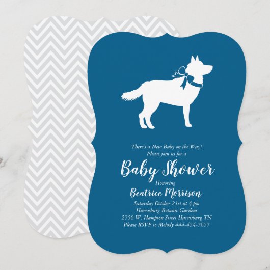 Siberische Husky Dog Baby shower Blauwe Jongen Kaart (Voorkant / Achterkant)