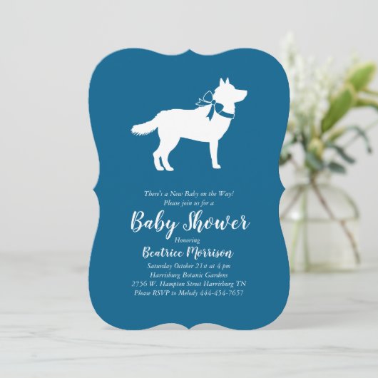 Siberische Husky Dog Baby shower Blauwe Jongen Kaart (Staand voorkant)