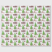 Siberische Husky Dog, Bird en Kerstboom Cadeaupapier (Vlak)