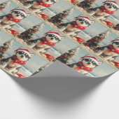 Siberische Husky Dog Christmas  Beach Cadeaupapier (Hoek)