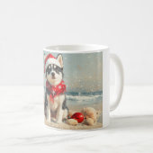 Siberische Husky Dog Christmas  Beach Koffiemok (Voorkant rechts)