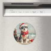 Siberische Husky Dog Christmas  Beach Magneet (Insitu (Vaatwasser))