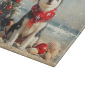 Siberische Husky Dog Christmas  Beach Snijplank (Hoek)
