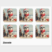 Siberische Husky Dog Christmas  Beach Vierkante Sticker (Vel)