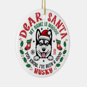 Siberische Husky Dog Custom Naam Kerstronde Keramisch Ornament (Rechts)