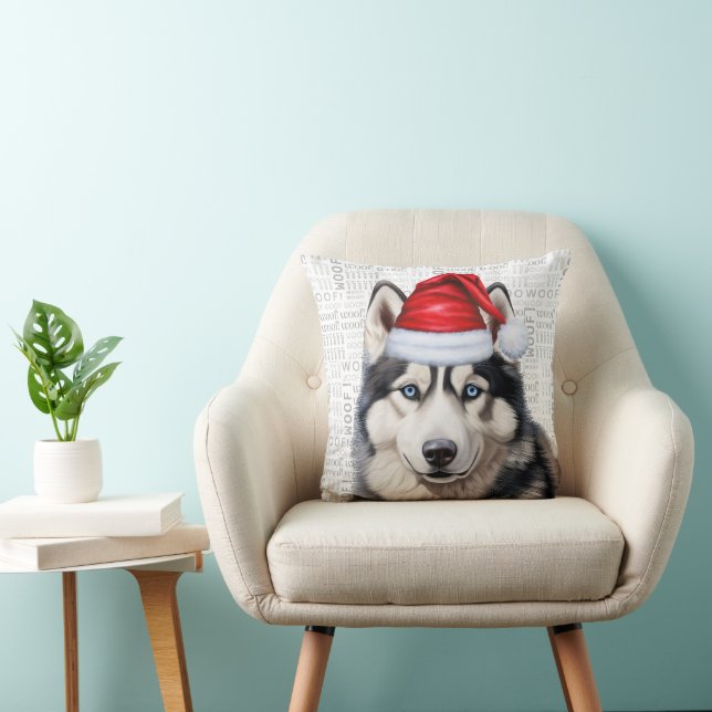 Siberische Husky Dog Funny Waterverf Kerst Kussen (Stoel)