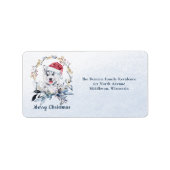Siberische Husky Dog Gold Foliage Kerstfeest Etiket (Voorkant)