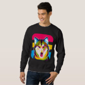 Siberische Husky Dog Pop Art Trui (Voorkant volledig)